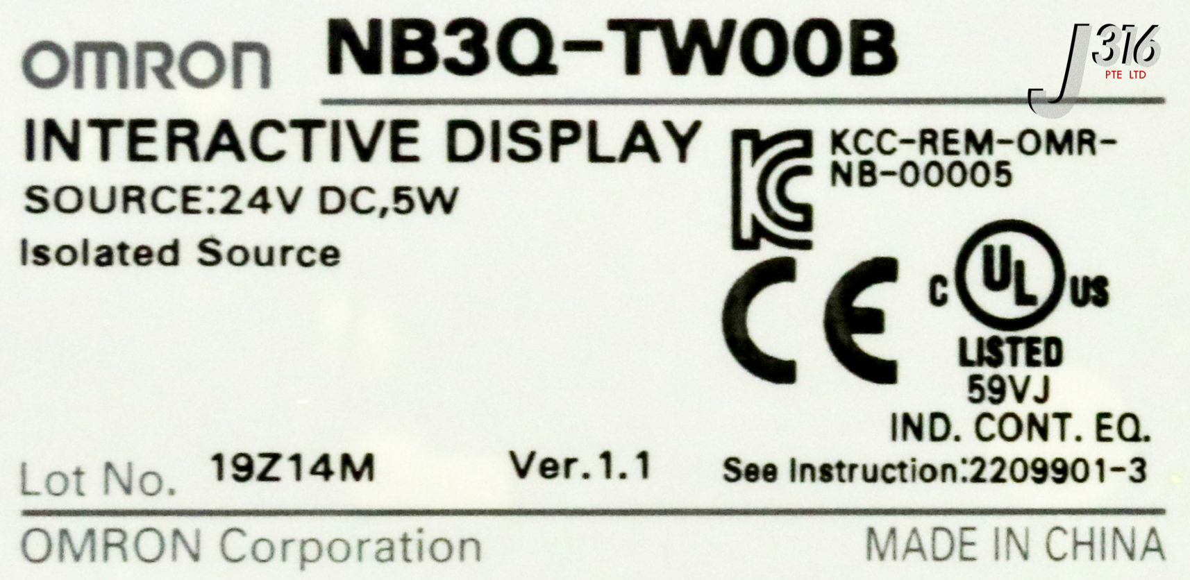 25611 OMRON HMI TOUCH SCREEN INTERACTIVE DISP, KCC-REM-OMR-NB